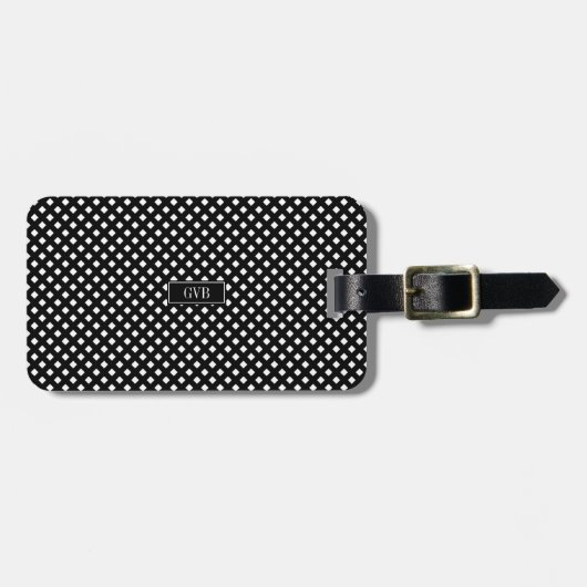 Modern Black and White Gingham Bagagelabel (Voorkant horizontaal)