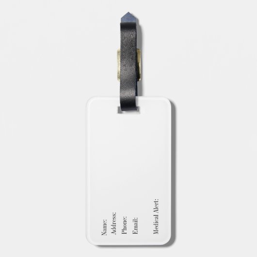 Modern Black and White Gingham Bagagelabel (Achterkant verticaal)