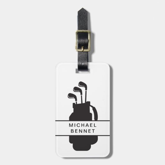 Modern Black And White Golf Sport Bagagelabel (Voorkant verticaal)
