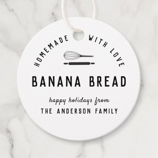 Modern Black and White Holiday Baking Classic Bedankjes Labels (Voorkant)