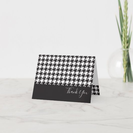Modern Black and White Houndstooth Hartelijk dank Bedankkaart (Voorkant)