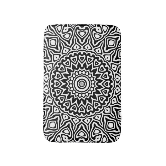 Modern Black and White Mandala Pattern Badmat (Voorkant Verticaal)