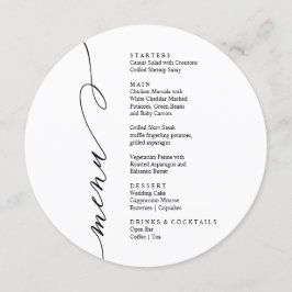 Modern black and white menu card