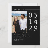 Modern Black and White Minimal Wedding Photo Save The Date (Voorkant)