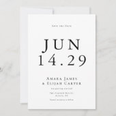 Modern Black and White Minimal Wedding Save The Date (Voorkant)