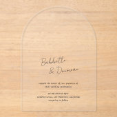 Modern Black and White Minimalist Wedding Acryl Uitnodigingen (Voorkant)