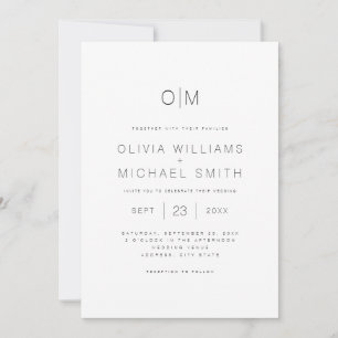 Modern Black and White Minimalist Wedding Kaart