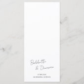 Modern Black and White Minimalist Wedding Menu (Achterkant)