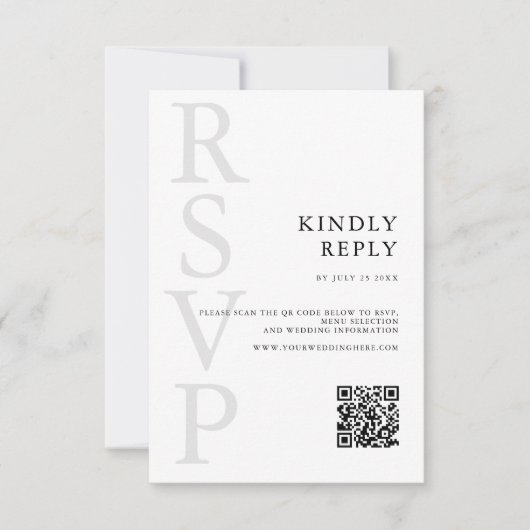 Modern Black and White Minimalist Wedding RSVP Kaartje (Voorkant)