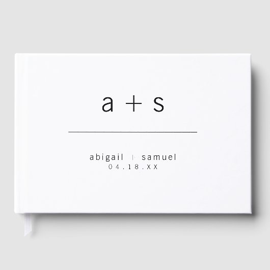 Modern Black and White Monogram Photo Weddenschap Gastenboek (Voorkant)