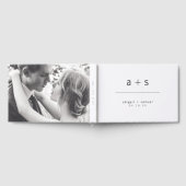 Modern Black and White Monogram Photo Weddenschap Gastenboek (Volledig)