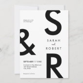 Modern Black and White Monogram Weddenschap Kaart (Voorkant)