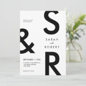 Modern Black and White Monogram Weddenschap Kaart (Staand voorkant)