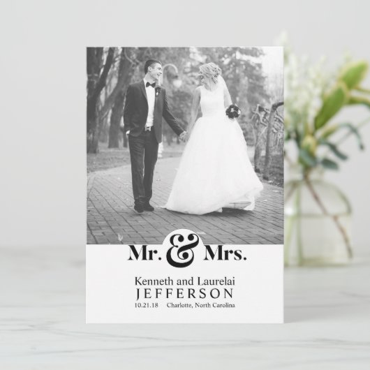 Modern Black and White Mr. en Mr. Announcement Aankondiging (Staand voorkant)