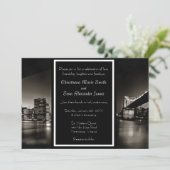 Modern Black and White New York bij nachtweddensch Kaart (Staand voorkant)