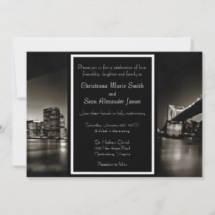 Modern Black and White New York bij nachtweddensch Kaart