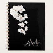 Modern Black and White Orchid Floral Monogram (Devant)