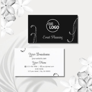 Modern Black and White Ornamental met Logo Visitekaartje