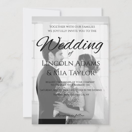 Modern Black and White Overlay Wedding Invitation (Devant)