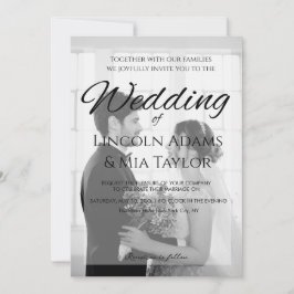Modern Black and White Overlay Wedding Invitation Kaart