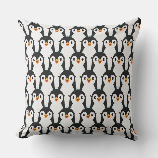 Modern Black and White Penguin Pattern Kussen (Voorkant)