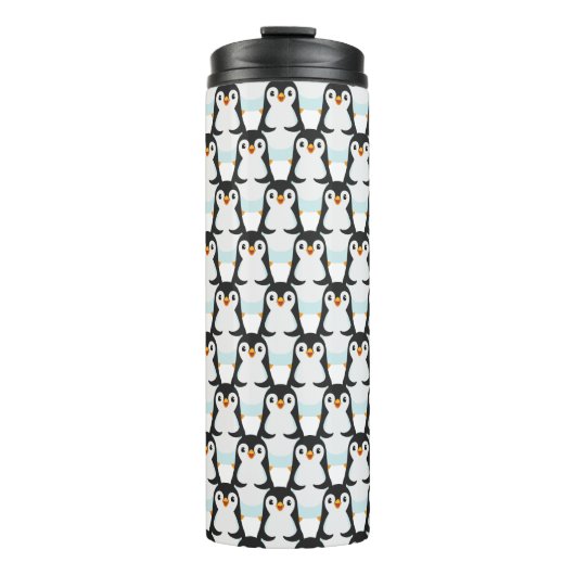 Modern Black and White Penguin Pattern Thermosbeker (Voorkant)