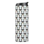 Modern Black and White Penguin Pattern Thermosbeker (Gedraaid links)
