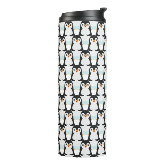 Modern Black and White Penguin Pattern Thermosbeker (Gedraaid links)