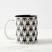 Modern Black and White Penguin Pattern Tweekleurige Koffiemok (Links)