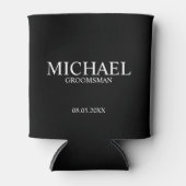 Modern Black and White Personalized Groomsman Blikjeskoeler (Voorkant)