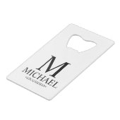 Modern Black and White Personalized Groomsman Kredietkaart Flessenopener (Voorkant Gekanteld)