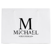 Modern Black and White Personalized Groomsman Large Cadeauzakje (Voorkant)