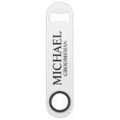 Modern Black and White Personalized Groomsman Speed Flessenopener (Voorkant)