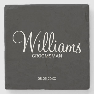 Modern Black and White Personalized Groomsman Stenen Onderzetter