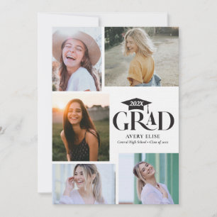 Modern Black and White Photo Collage Invitation Kaart