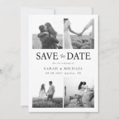 Modern Black and White Photo Collage Wedding Save The Date (Voorkant)