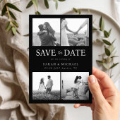 Modern Black and White Photo Collage Wedding Save The Date