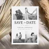 Modern Black and White Photo Collage Wedding Save The Date