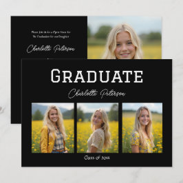 Modern Black and White Photo Graduation  Kaart