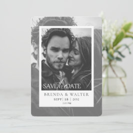 Modern Black and White Photo Wedding Invitation Kaart