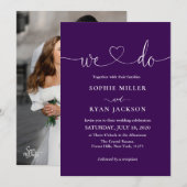 Modern black and white Photo Wedding Kaart (Voorkant / Achterkant)