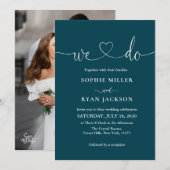 Modern black and white Photo Wedding Kaart (Voorkant / Achterkant)