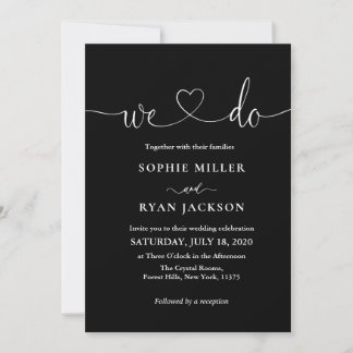 Modern black and white Photo Wedding Kaart