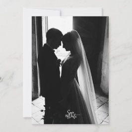 Modern black and white Photo Wedding Kaart