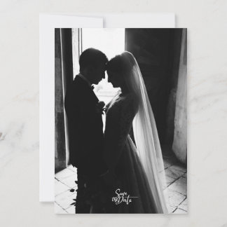 Modern black and white Photo Wedding Kaart
