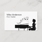 Modern Black and White Piano Teacher Visitekaartje (Voorkant)