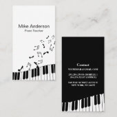 Modern Black and White Piano Teacher Visitekaartje (Voorkant / Achterkant)
