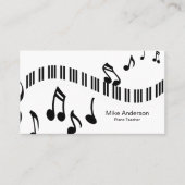 Modern Black and White Piano Teacher Visitekaartje (Voorkant)
