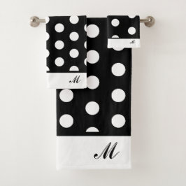 Modern Black and White Polka Dots Bad Handdoek