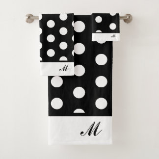 Modern Black and White Polka Dots Bad Handdoek